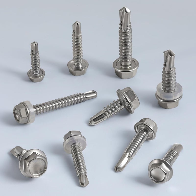 Krysay Self Drilling Screws for Metal,#12 x 3/4" (100Pcs),Hex Washer Head 410 Stainless Steel,Self Tapping Sheet Metal Screws - Image 4